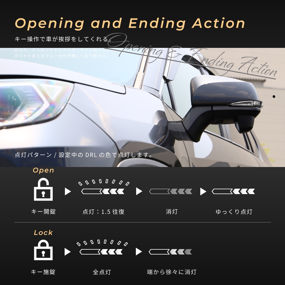 Vertical Arrow Typeα] RAV4 50系 流れるドアミラー専用 レンズ 単体