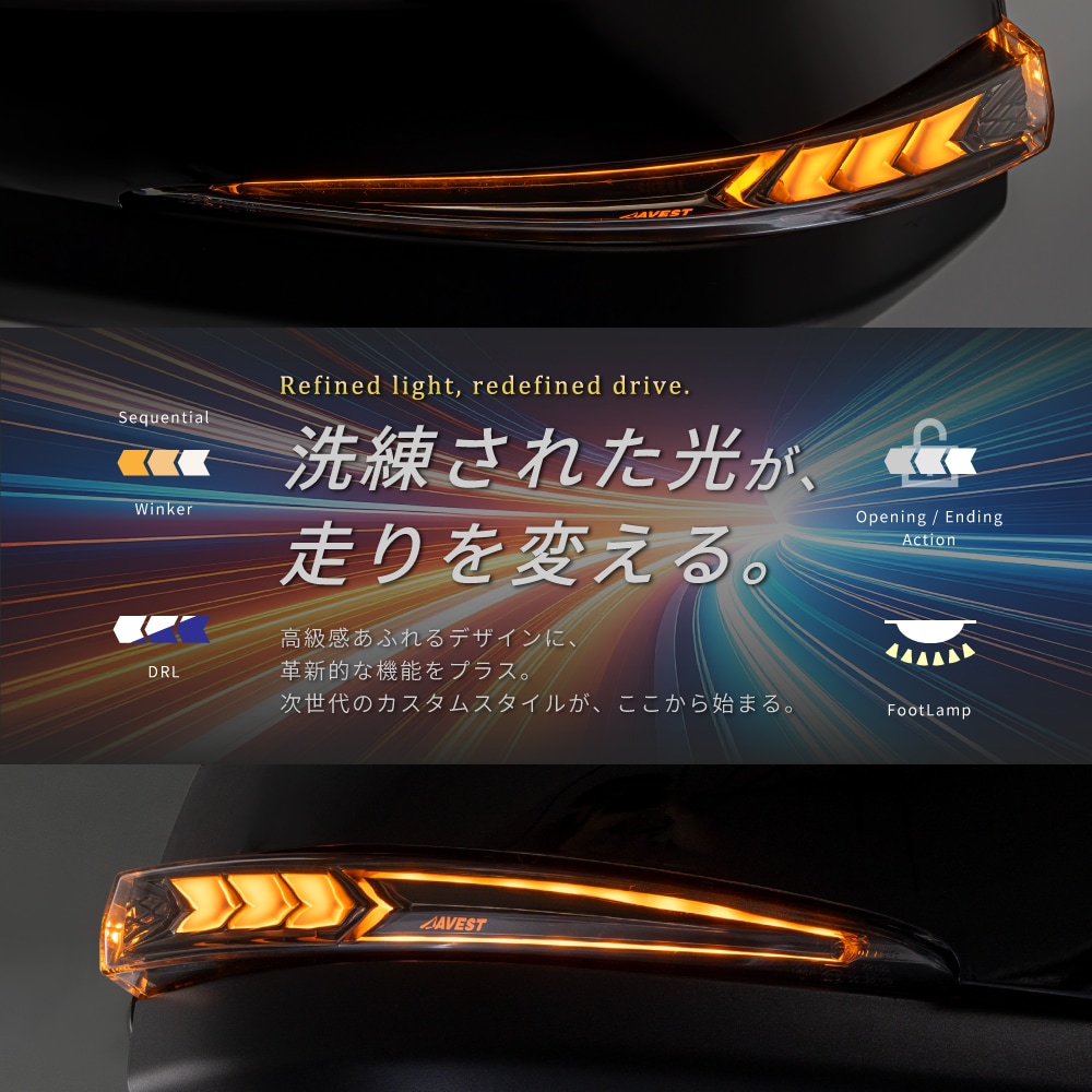 Vertical Arrow Typeα]NV350 キャラバン 前期 1型 流れる ドアミラー
