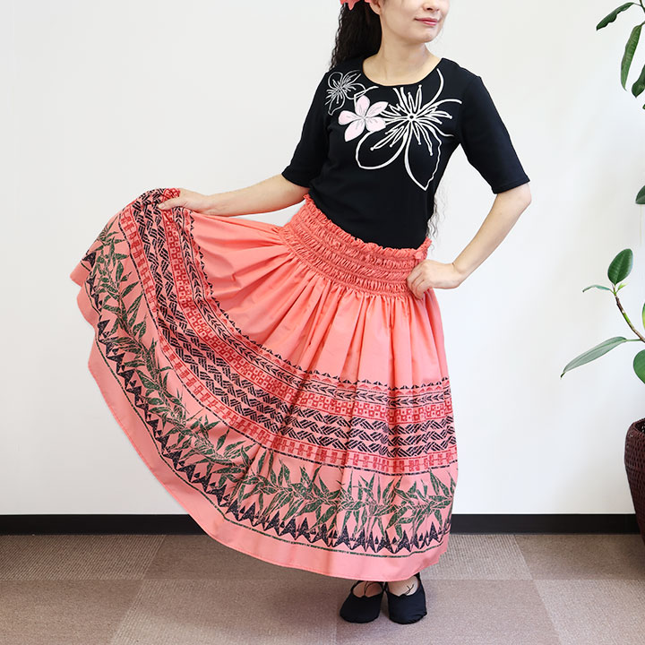 即納☆【3784】【フラダンス】 パウスカート コーラルオレンジ(CO213