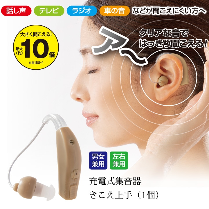 即納☆【Z1377】【健康・サポート】充電式集音器 きこえ上手（1個）