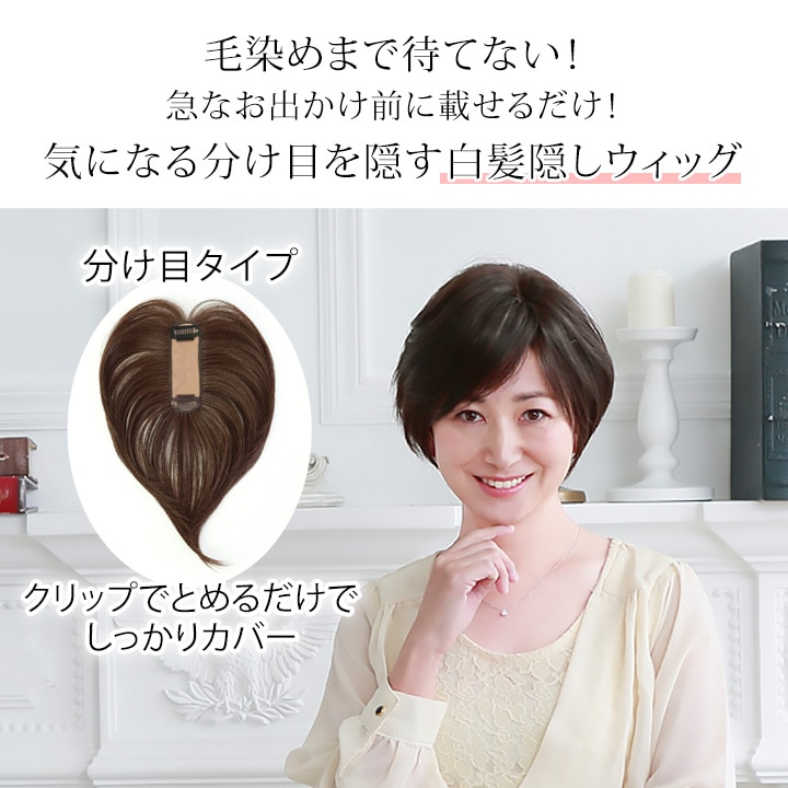 Z1844】【ヘアウィッグ】白髪隠しウィッグ（分け目タイプ）