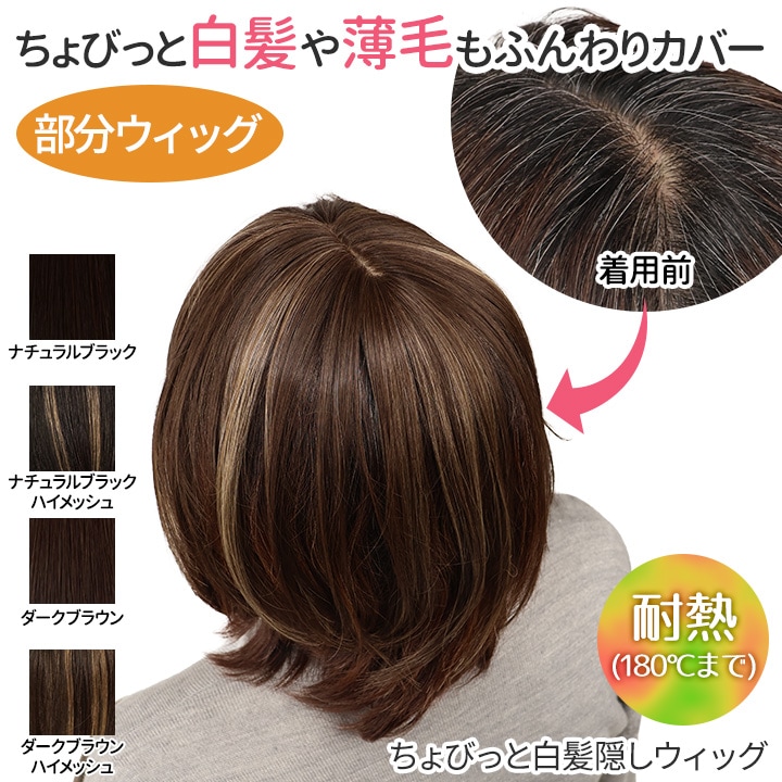 即納☆【Z3366】ちょびっと白髪隠しウィッグ