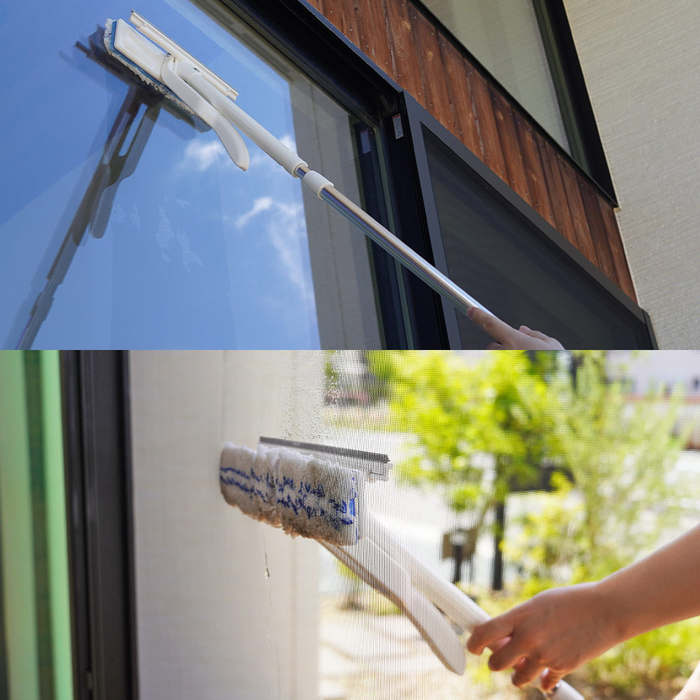 WD323 窓・網戸楽絞りワイパー24F（伸縮柄・全長約100cm～145cm