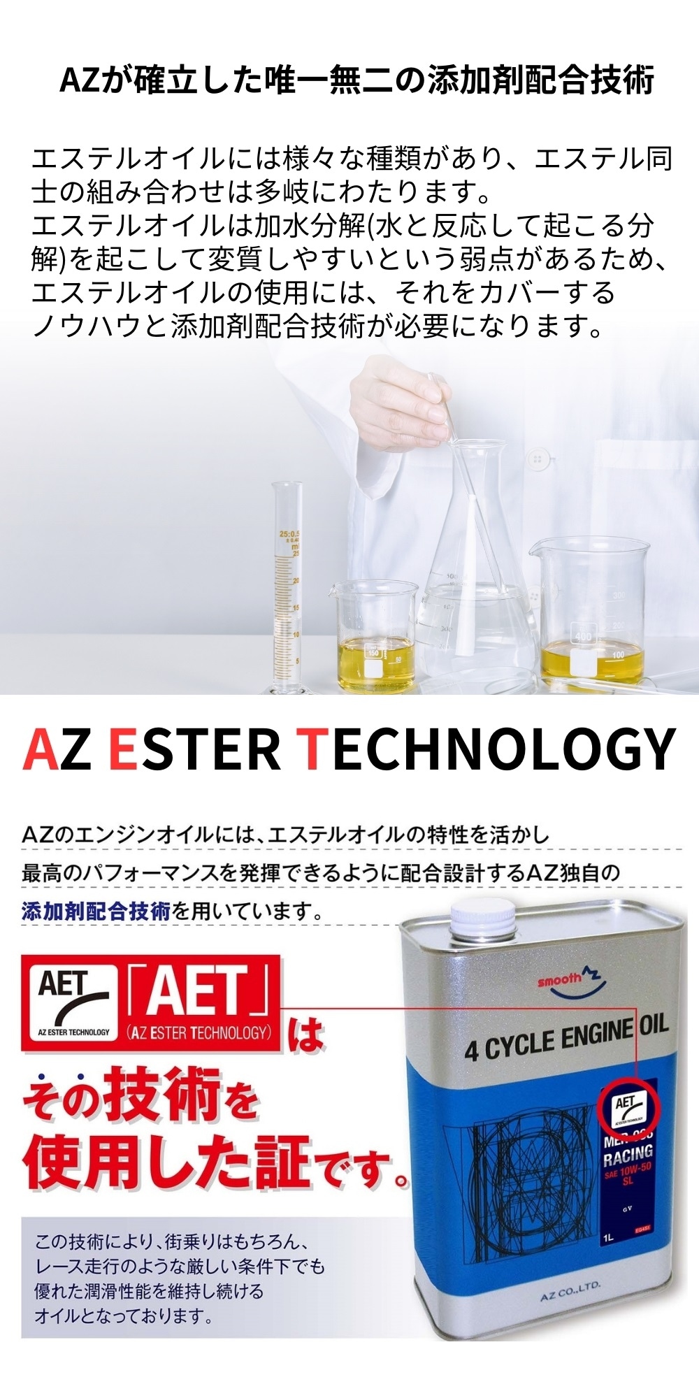 AZが確立した唯一無二の添加剤配合技術