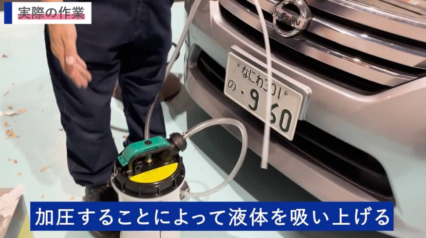 加圧することによって液体を吸い上げる