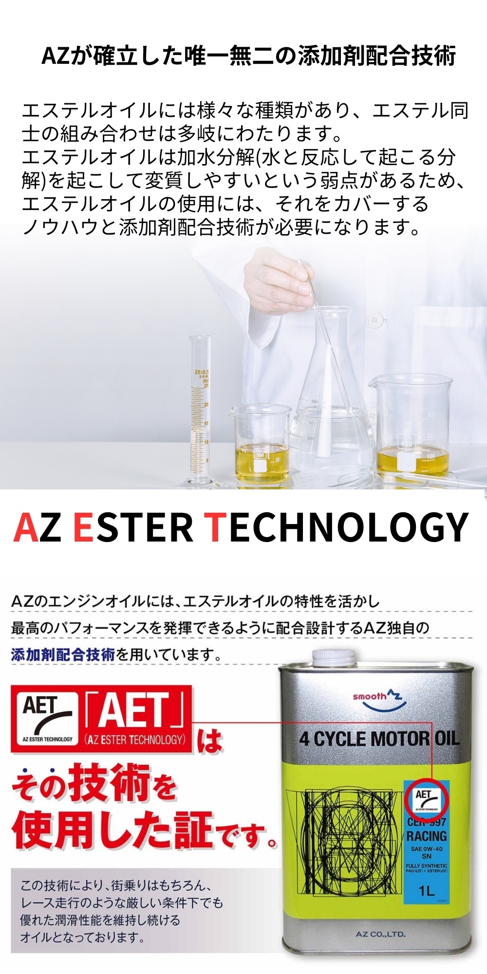 AZが確立した唯一無二の添加剤配合技術