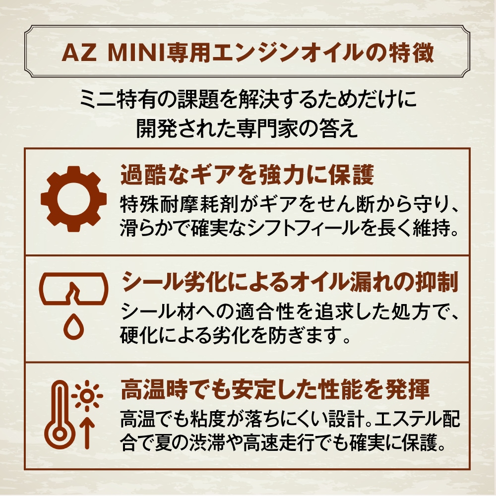mini専用オイルの特徴