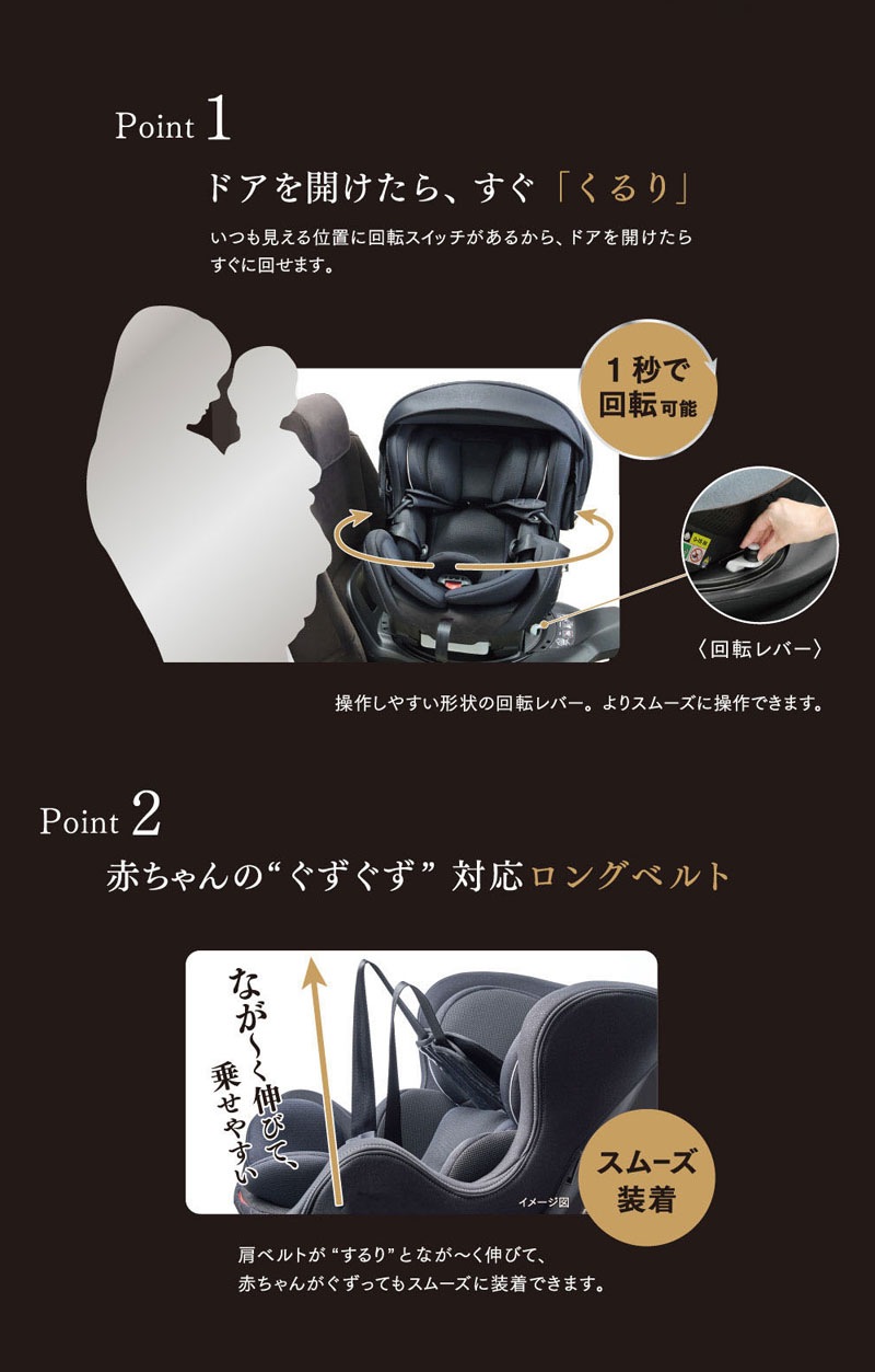 チャイルドシート LEAMAN【リーマン】ロッソジャパン360サイドターン&プロテクト[ブラック]