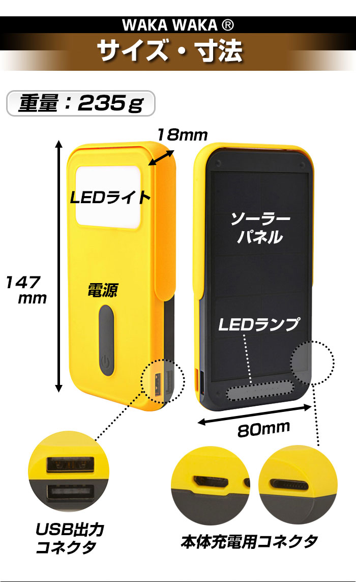 WakaWakaのサイズ寸法