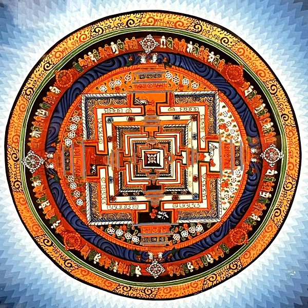 卍チベット密教の究極 ◆肉筆カーラチャクラ曼荼羅◆油絵1　仏画