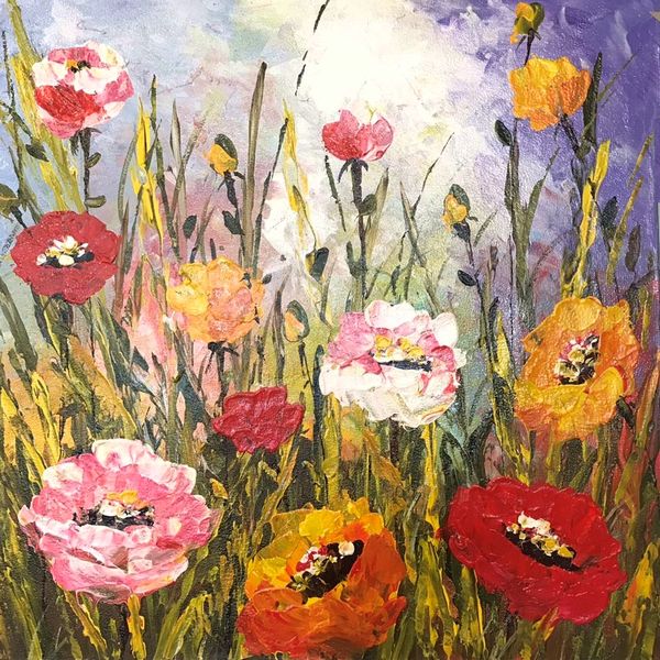 ポピー絵画 Abstract Flower ポピー ケシの花 アートパネル ウォールデコ 絵画 アート アジアンライフスタイルチャナン 公式通販