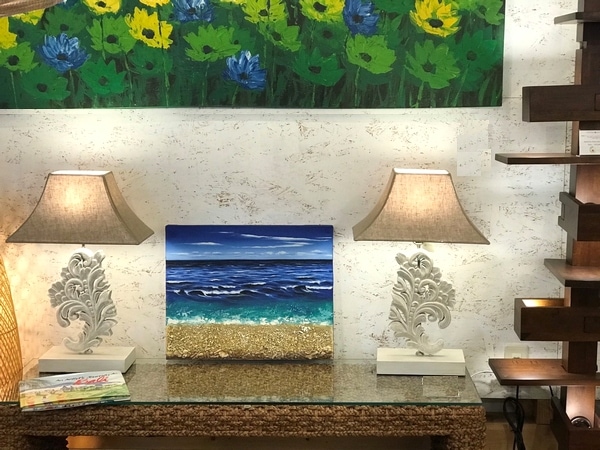 バリ絵画／海とサンゴのビーチ【H40cm×W50cm】／Abstract Beach／アートパネル 絵画・アート  アジアンライフスタイルチャナン 公式通販
