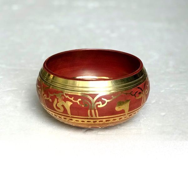 シンギングボール【Φ11cm・赤】吉祥紐／チベット密教法具／ネパール