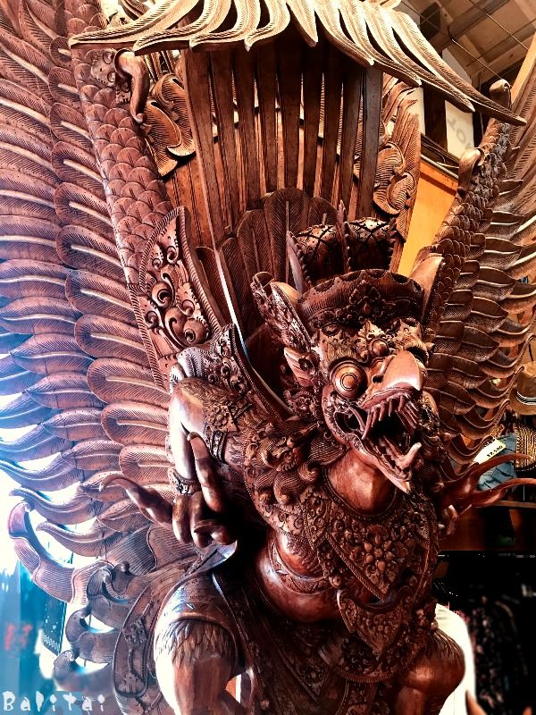 縞黒檀細密彫刻ガルーダに乗るヴィシュヌ神