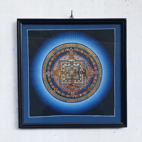 《 チベット密教　新品　1点物 》 手描き　タンカ　曼荼羅　マンダラ　梵字　58