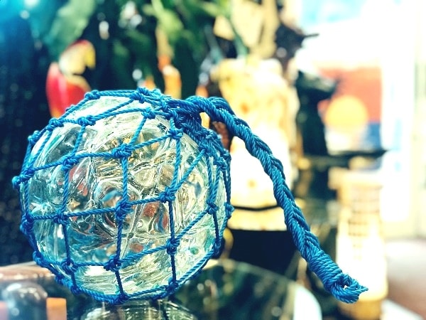 ガラスの浮き玉／バリ島のガラスの浮き玉 【グリーン×ブルー】【25cm】【送料無料】 ガラス浮き玉 アジアンライフスタイルチャナン 公式通販