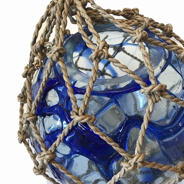 ガラスの浮き玉／バリ島のガラスの浮き玉 【ブルーマーブル・28cm】-アジアンライフスタイルチャナン　公式通販