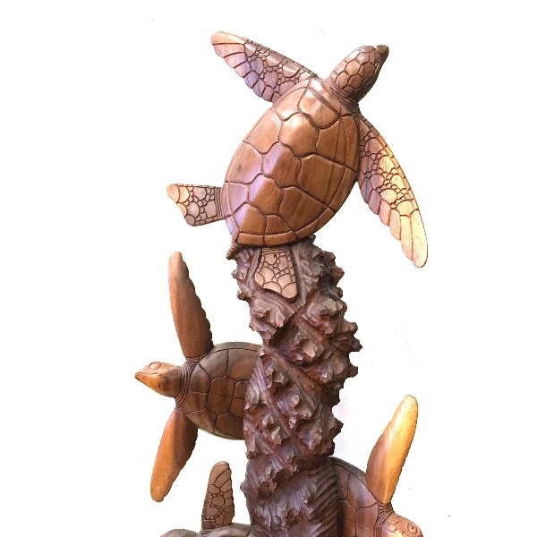 ホヌの置き物・木彫りの海亀のオブジェ／亀の木彫り／スワールウッド(モンキーポッド・レインツリー)-アジアンライフスタイルチャナン　公式通販
