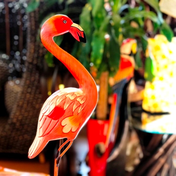 フラミンゴ／木彫り【60cm】スタンド型／ピンクフラミンゴ／南国鳥のオブジェ・置物-アジアンライフスタイルチャナン　公式通販