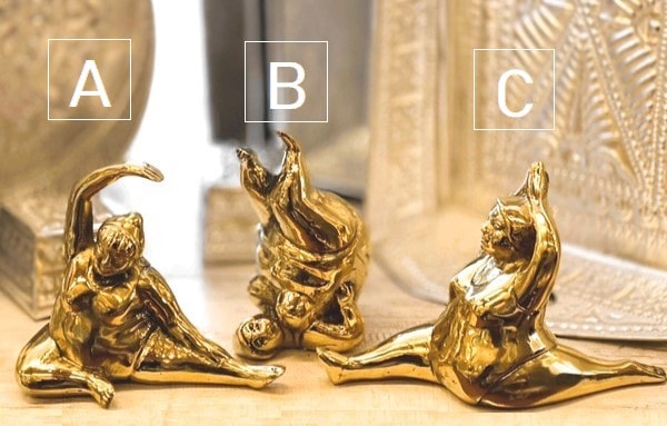 ぽっちゃりヨガのオブジェ／ヨガポーズの置物 ／ストレッチ 真鍮像