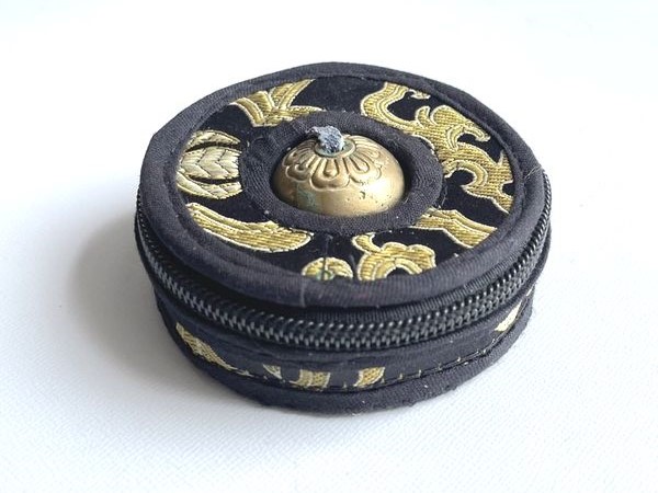 ティンシャケース【直径7.5㎝】 布製ソフトケース【ブラック