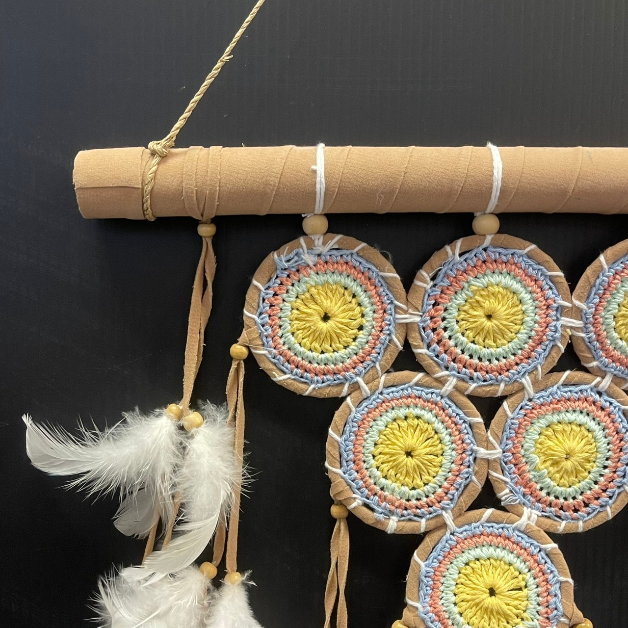 ドリームキャッチャー／タペストリー／クロシェ・かぎ針編み／約H55cm