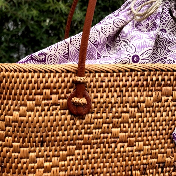 スーパーアタ／かごバッグ／アタバッグ ／バティックの巾着付き／バリ島トゥガナン村の伝統工芸-アジアンライフスタイルチャナン　公式通販