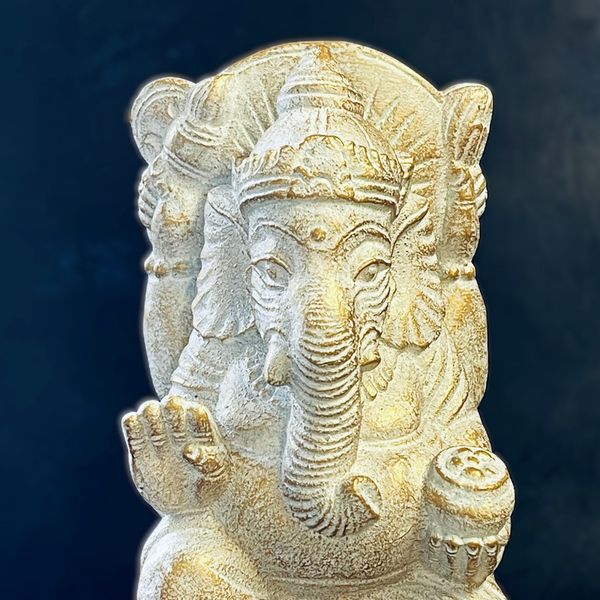 仏教美術 ガネーシャ 白銅製 仏像 ガネーシャ像 富と商売と学問の神様／ヒンドゥー教の神様【H20m