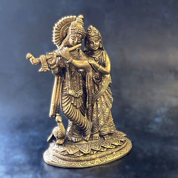 クリシュナ＆ルクミニー像 ビシュヌのアバターラ クリシュナクミ二