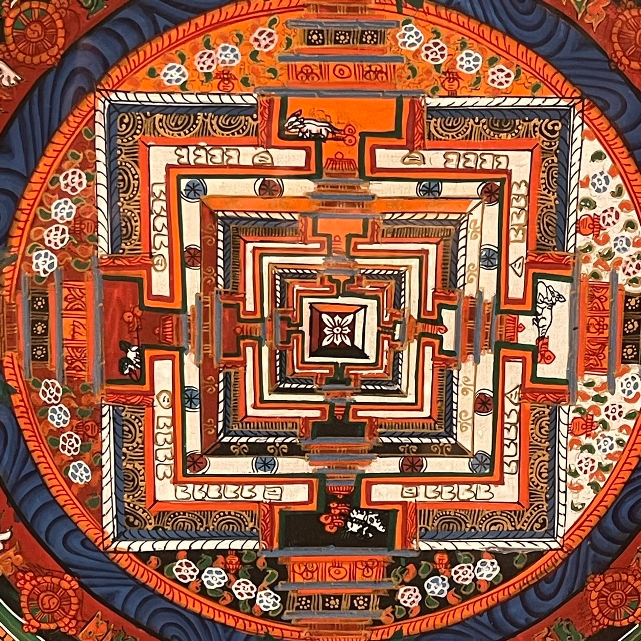 【チベット密教　新品　1点物 】手描き　タンカ　曼荼羅　マンダラ　梵字　c8