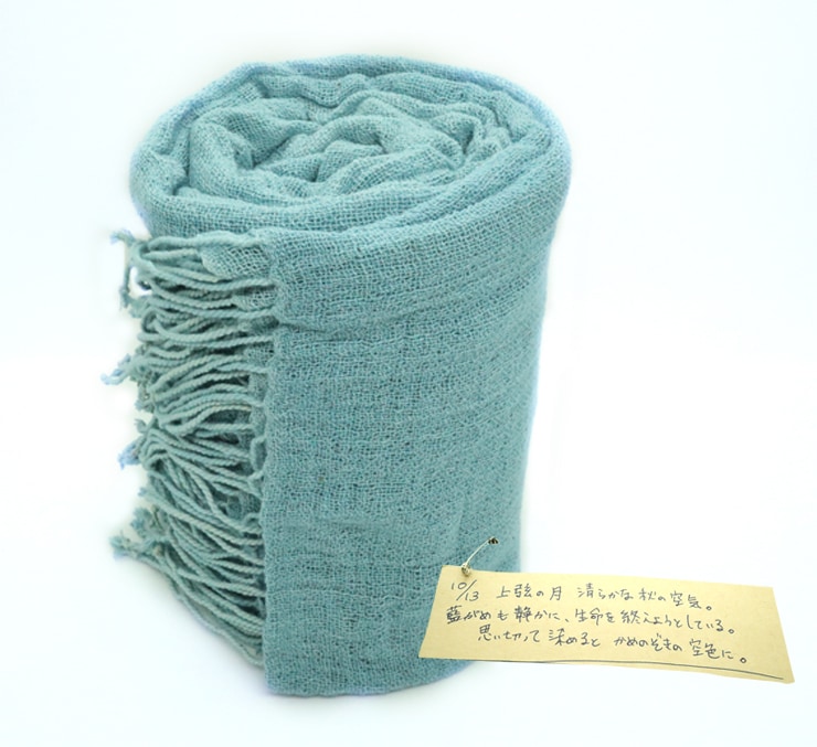 バリバリー本藍染発酵建て自然栽培手紡ぎ綿のストール