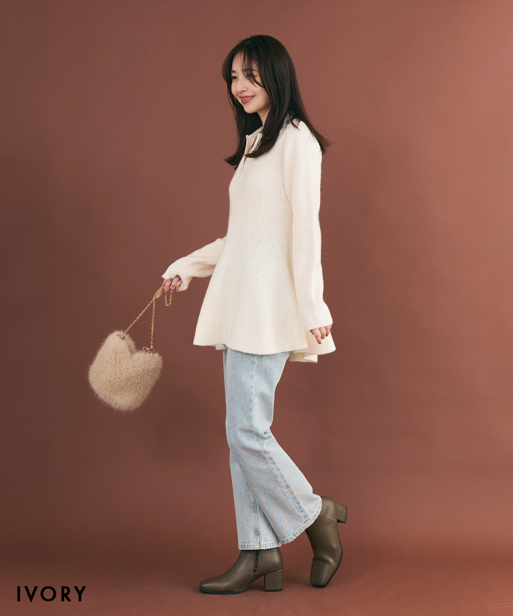 松川星さん着用】シアー切り替えペプラムニット | PROPORTION BODY