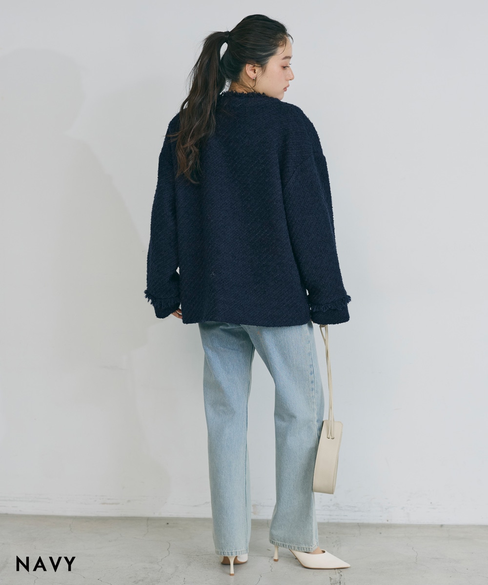 1/9(金)12時40分販売開始》【HARUKA DESIGN】ゴールドボタンツイード