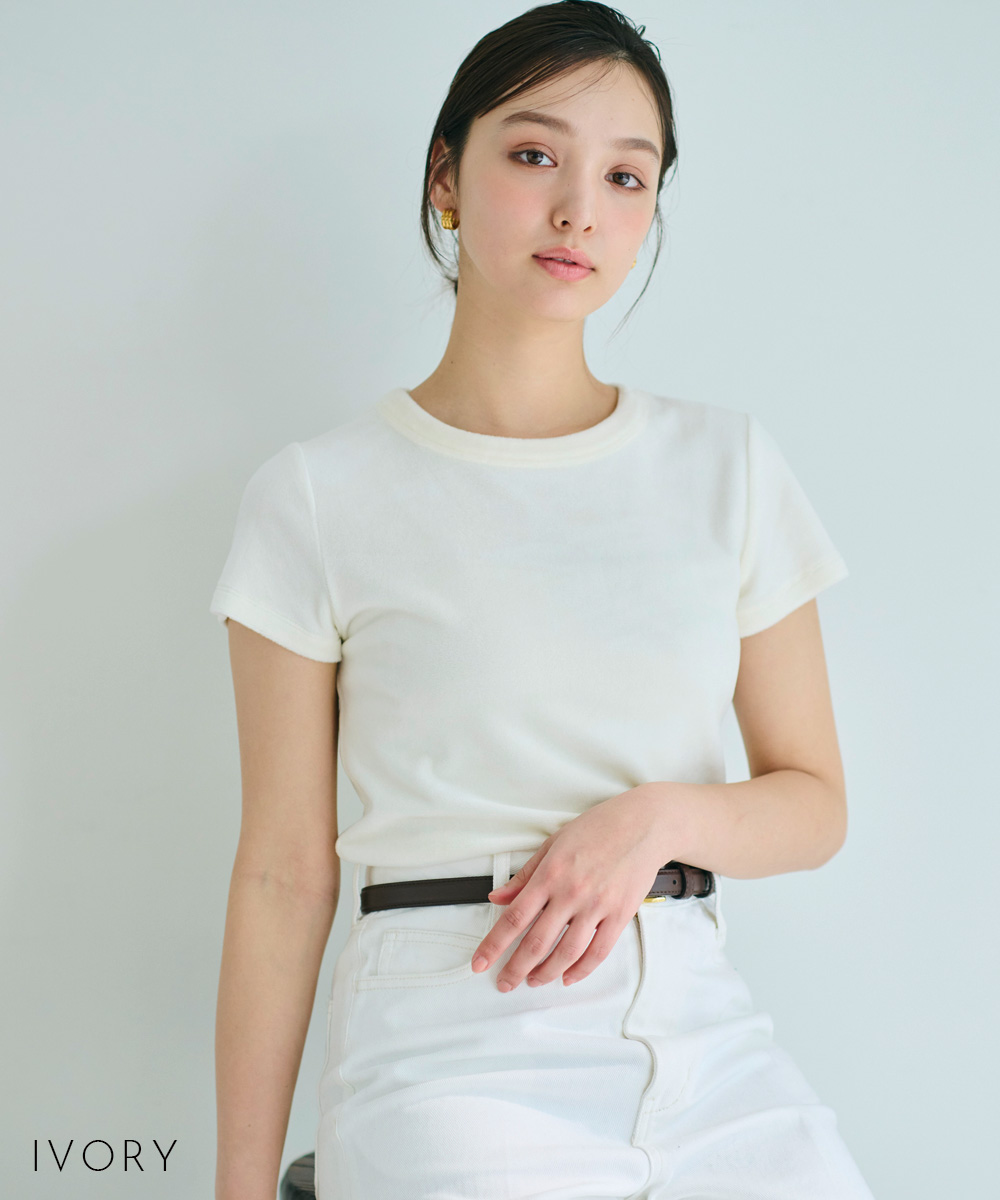 【新品】タグ付き 未開封 soyy. ベロアTシャツ半袖白 MIYU DESIGN】ベロア半袖Tシャツ【宅配便】 | すべての商品 | BASEMENT