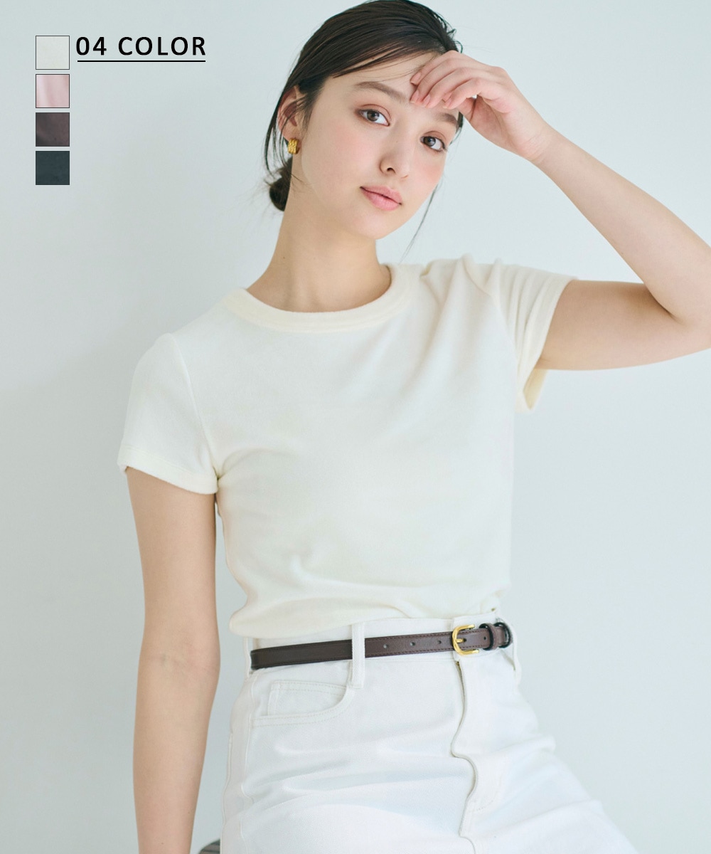 【新品】タグ付き 未開封 soyy. ベロアTシャツ半袖白 MIYU DESIGN】ベロア半袖Tシャツ【宅配便】 | すべての商品 | BASEMENT