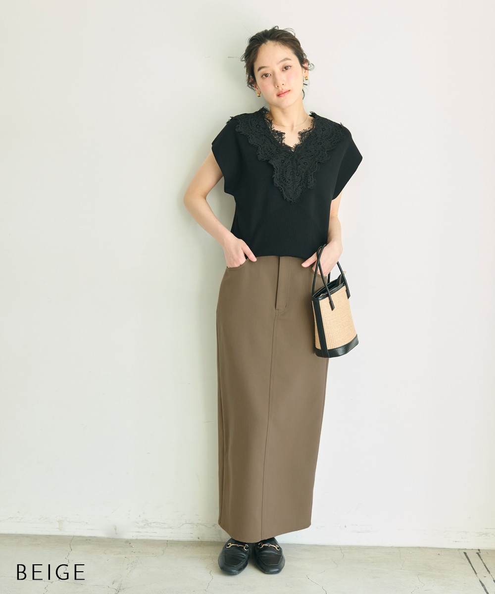 HARUKA DESIGN】バックスリットハイウエストタイトスカート 【宅配便
