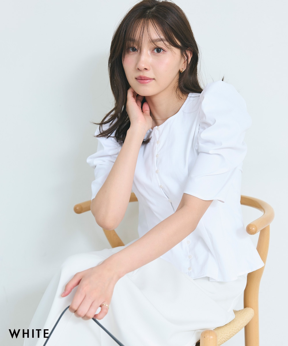 MEYON DESIGN】パフスリーブペプラムブラウス【宅配便】 | 新作