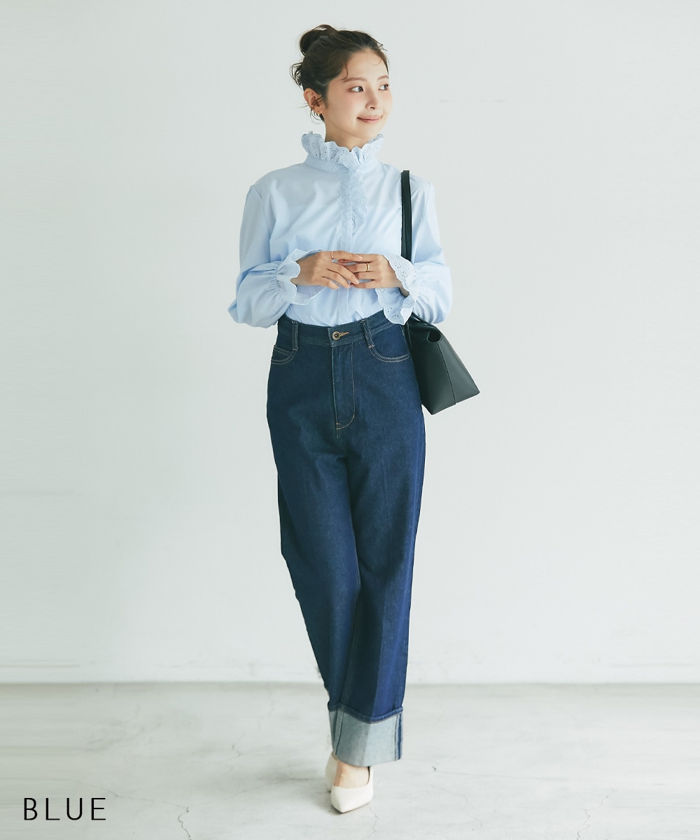 cen. スカラップレースブラウス 新品未使用 Lace Ladies（レースレディース） ブラウス シャツ シースルー七分袖