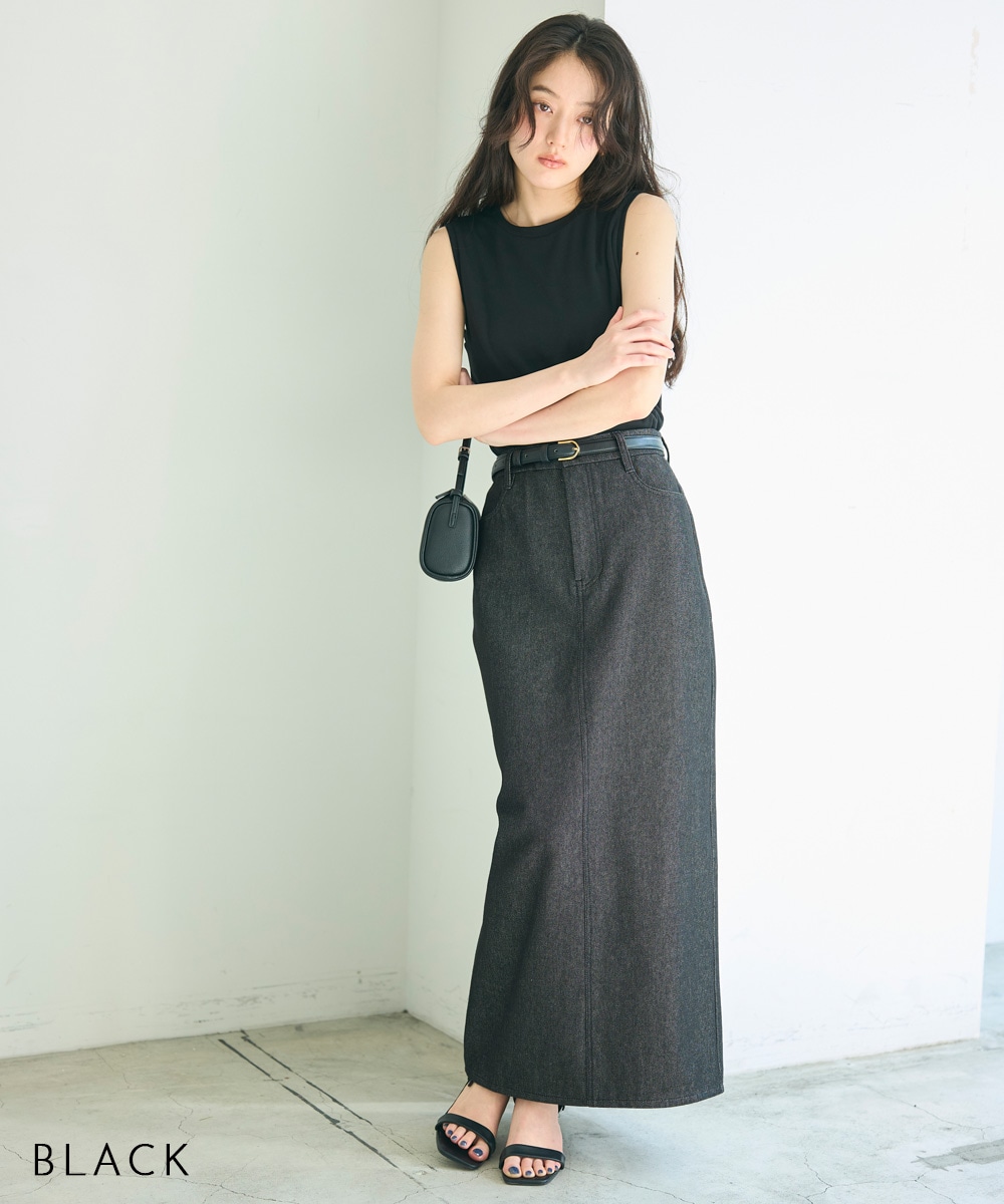 HARUKA DESIGN】バックスリットハイウエストデニムタイトスカート