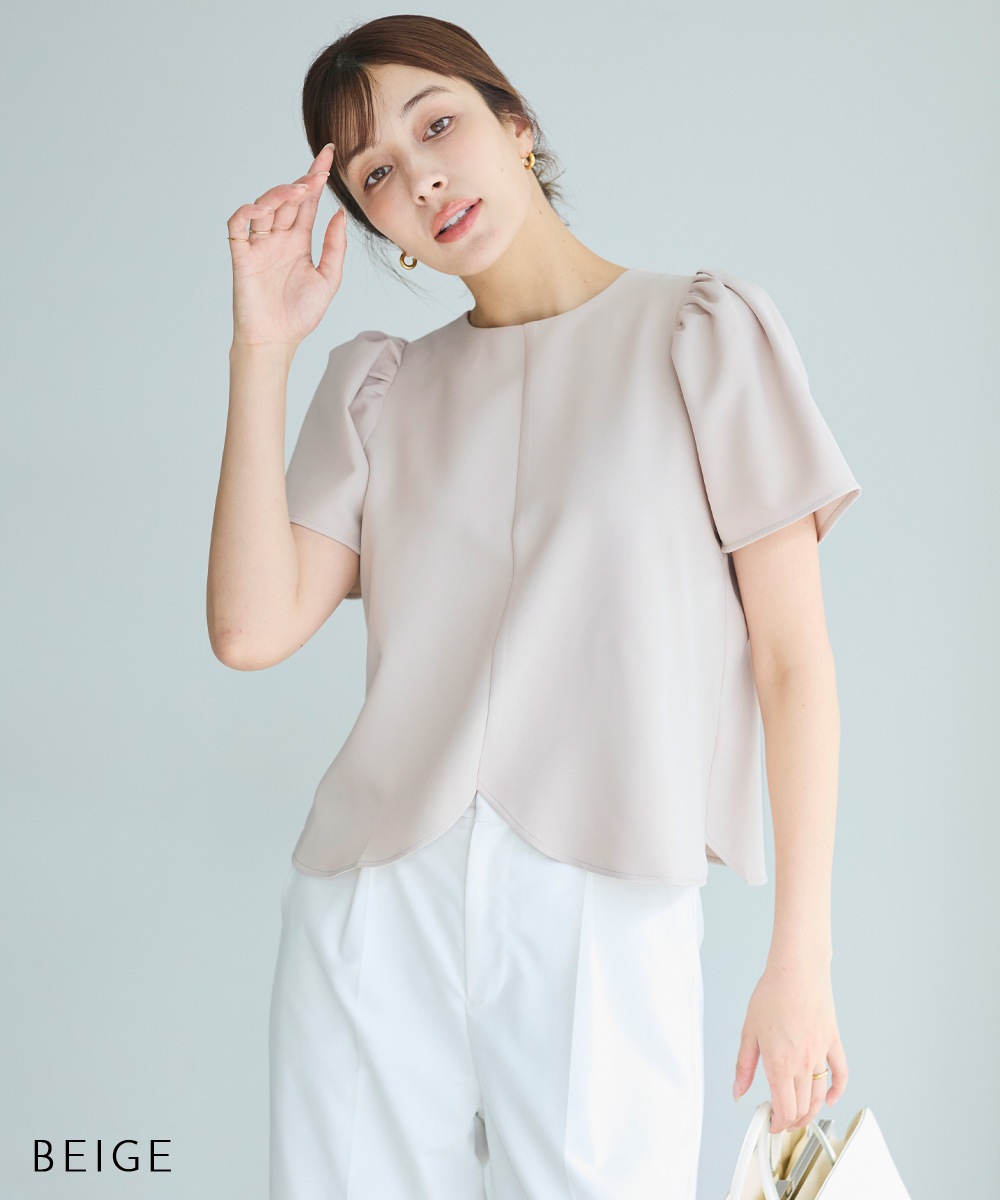 very brain 新品ホワイトパフスリーブトップス ブラウス HARUKA DESIGN】パフスリーブスカラップブラウス【宅配便】 | 新作
