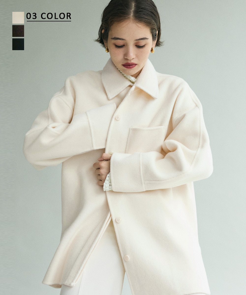 10/20(火)12時40分発売》【MAAYA DESIGN】リバーウールシャツコート