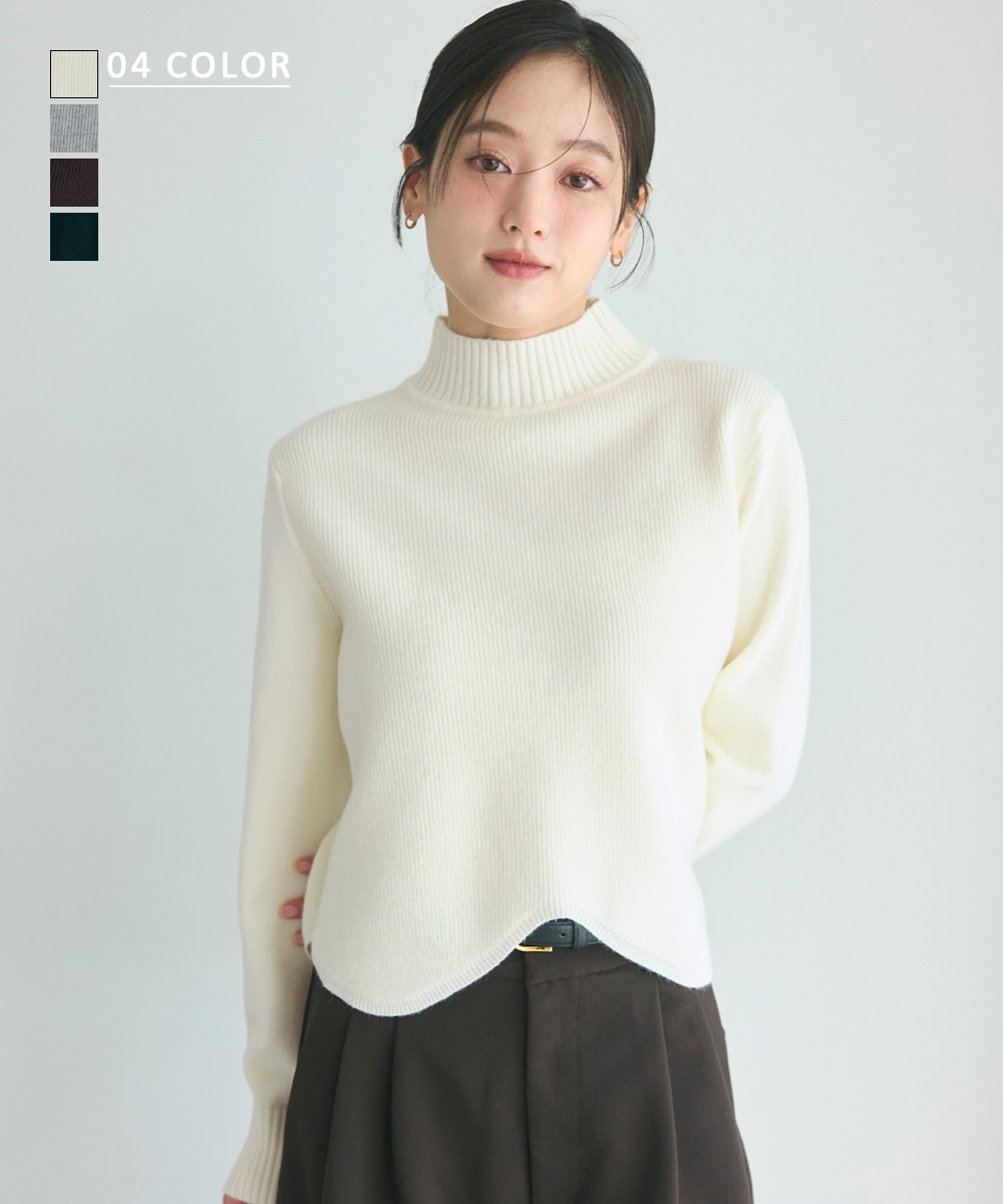 裾スカラップニット