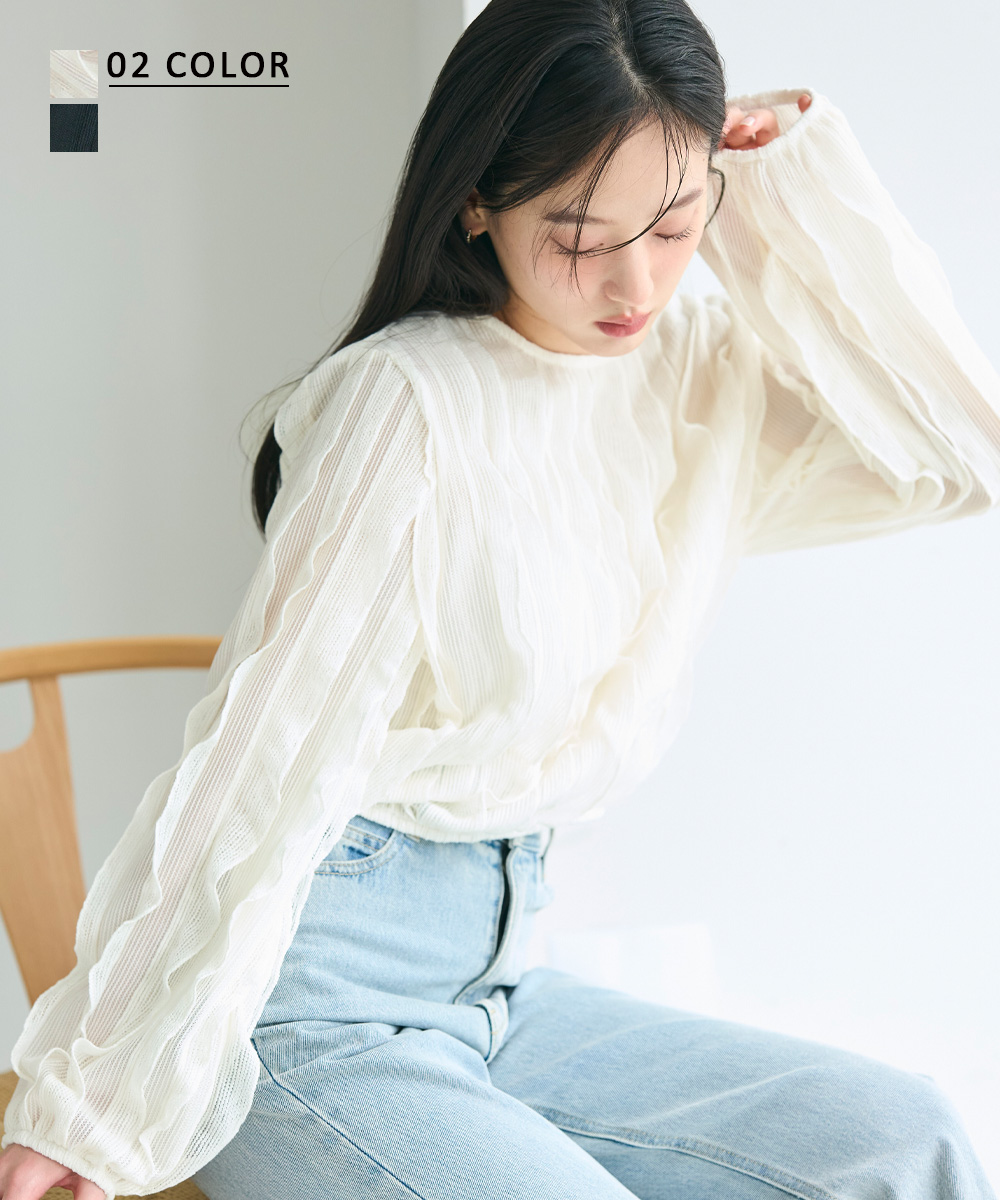 クロップドフリルブラウス