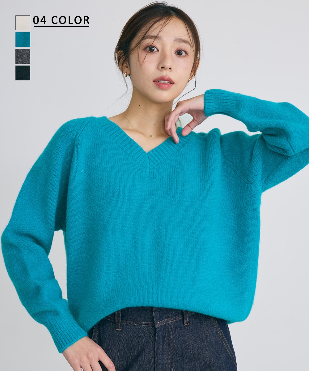 ラグランVネックニット