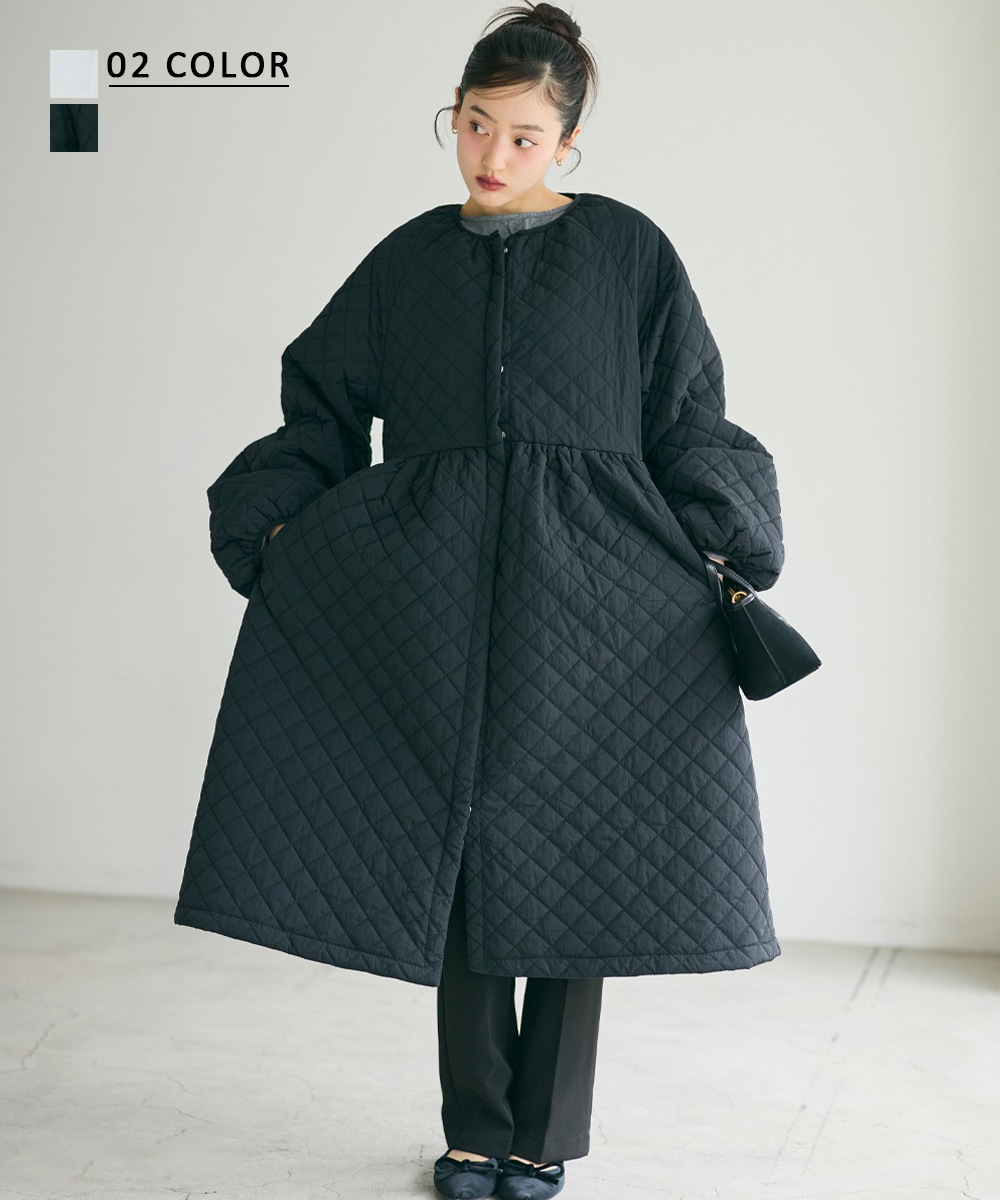 キルティングペプラムコート