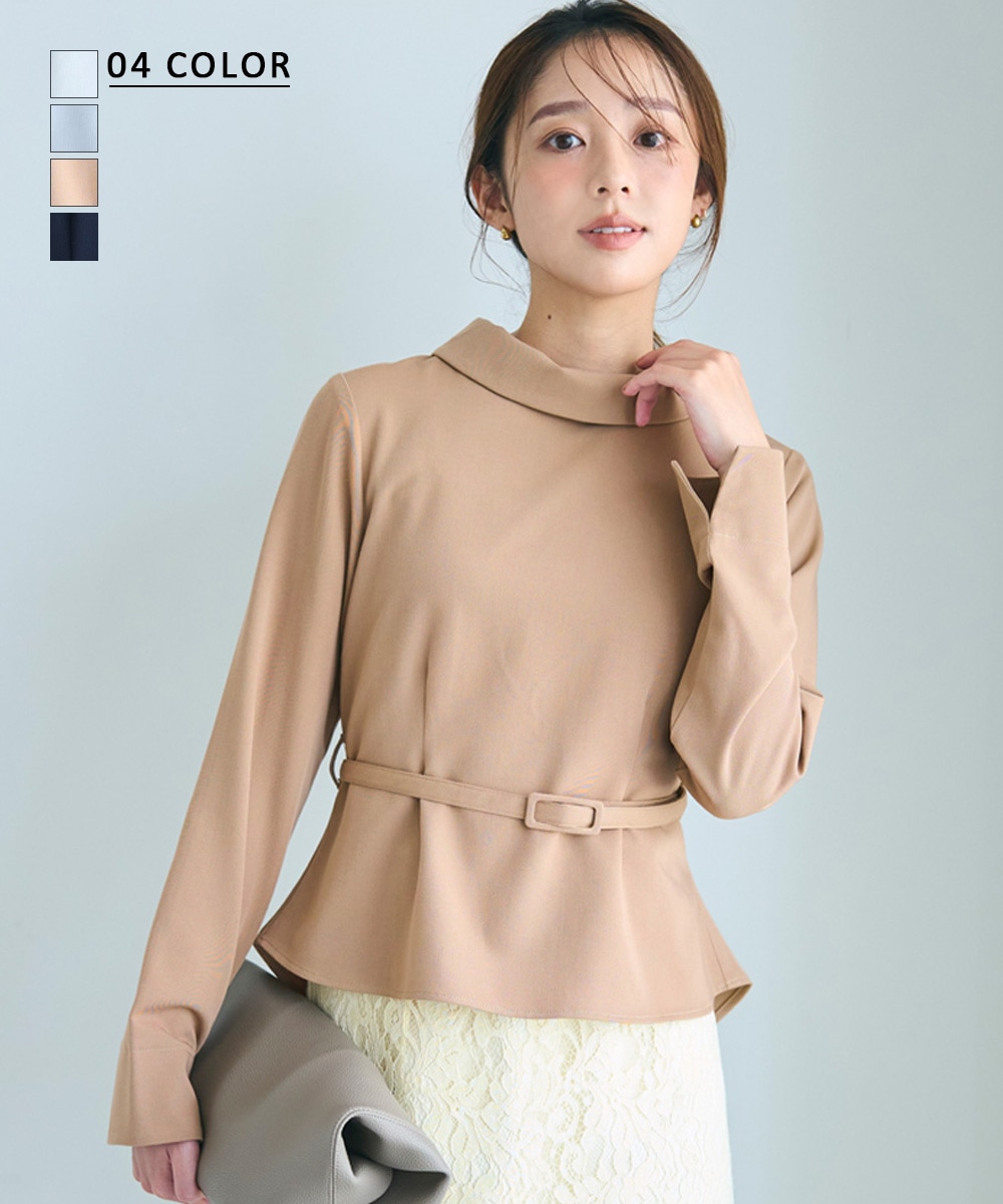 【KANA DESIGN】ベルト付きペプラムブラウス