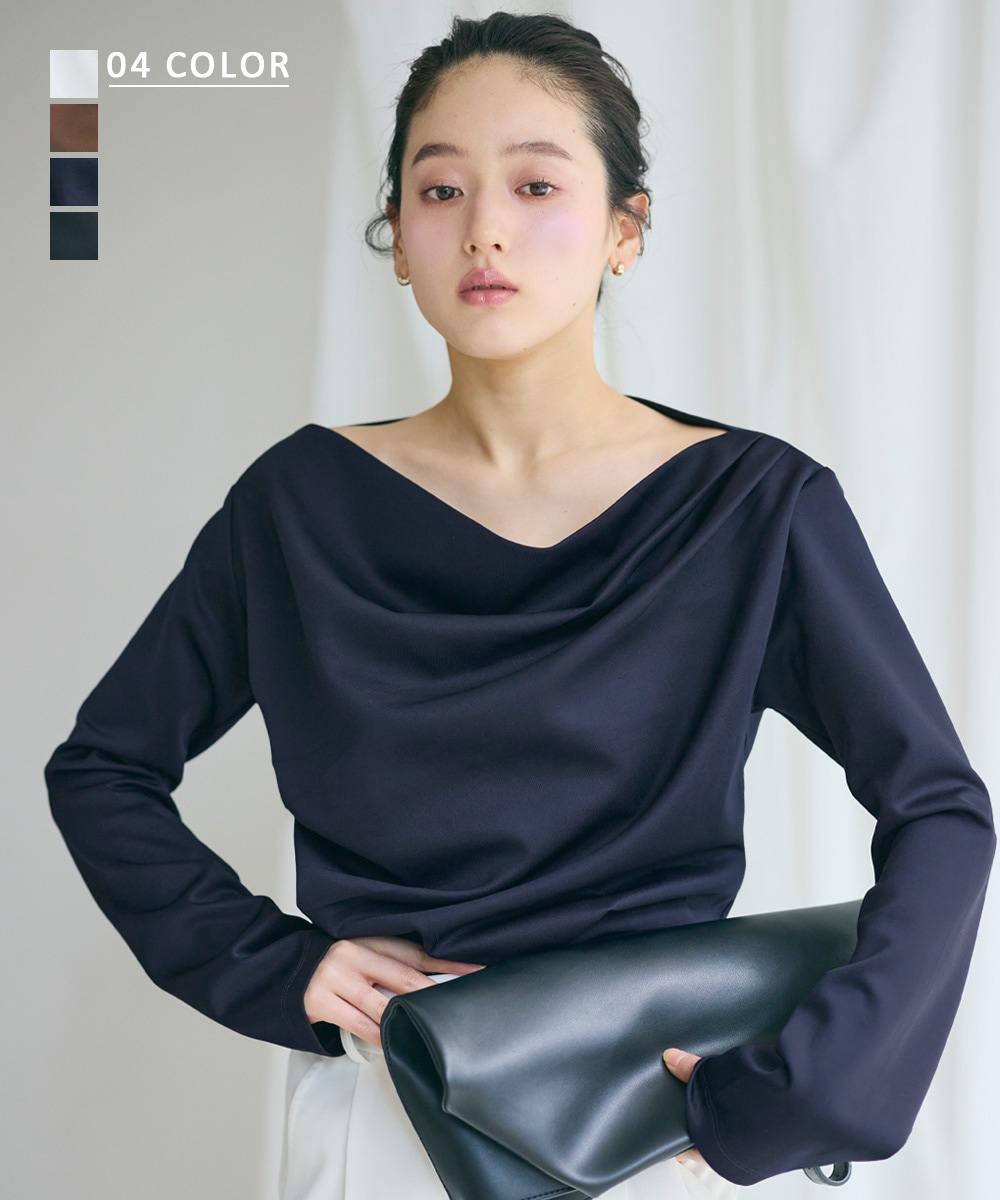 長袖ドレープポンチトップス