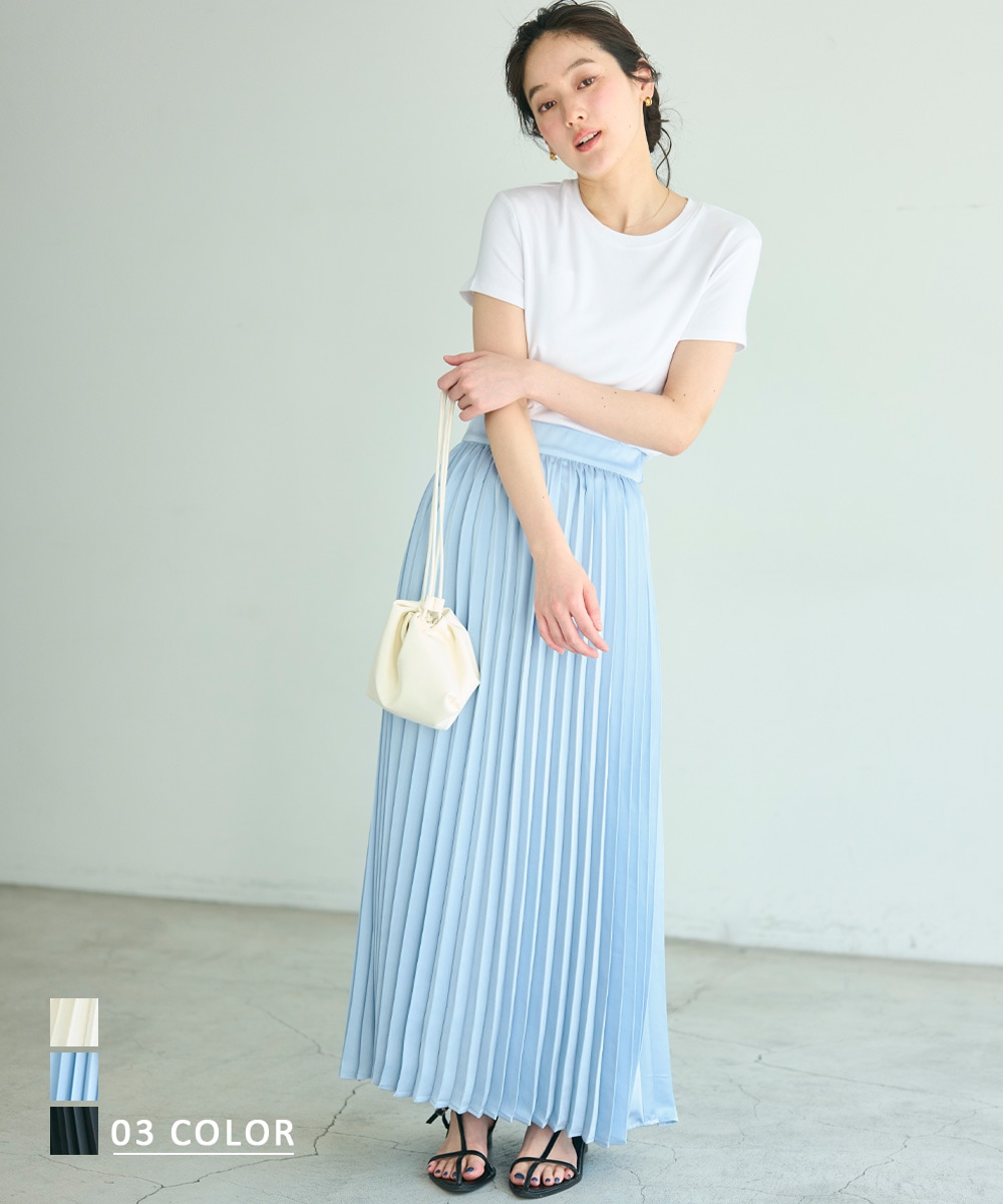 【MEYON DESIGN】サテンプリーツスカート