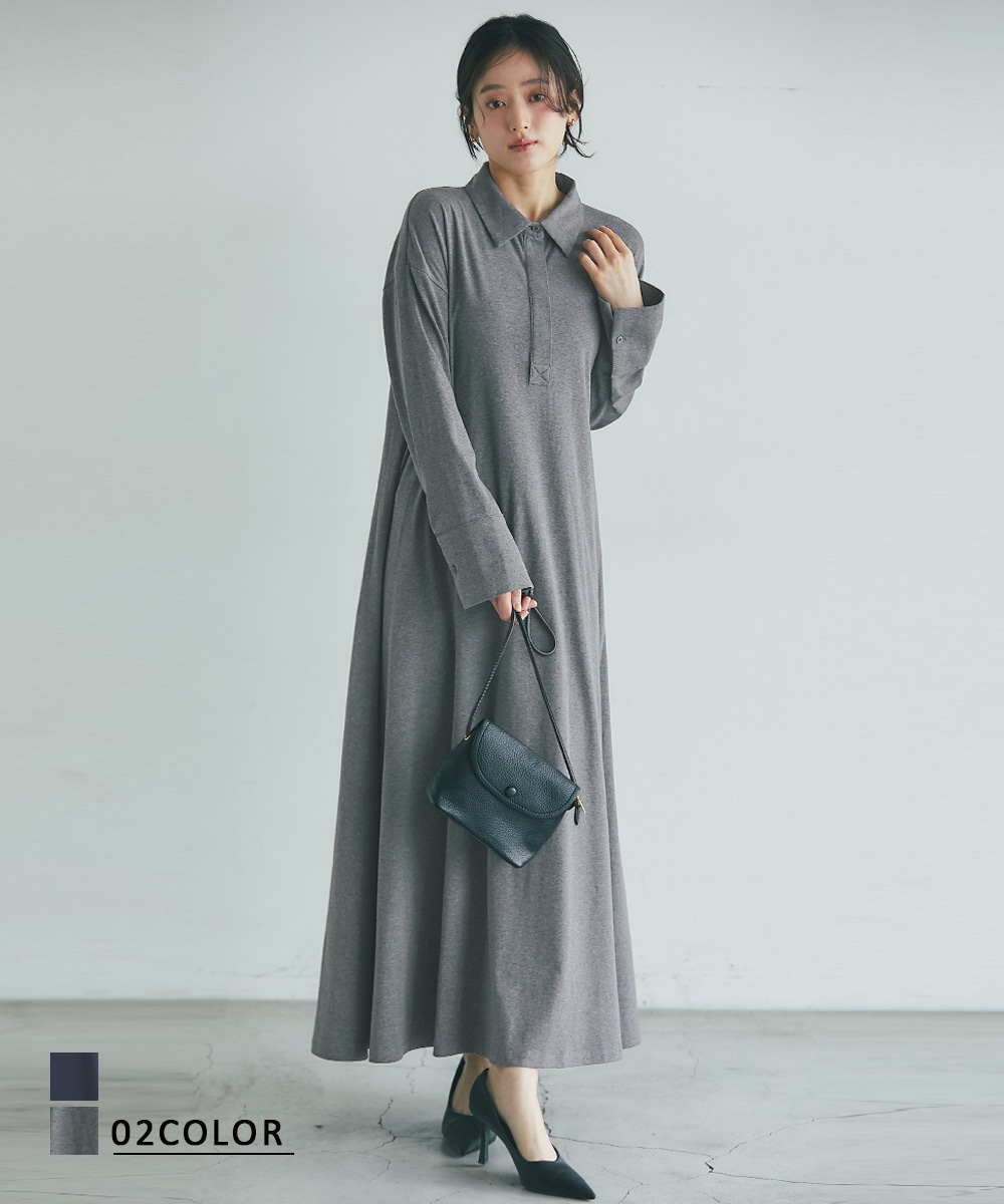 襟付きカットソーワンピース