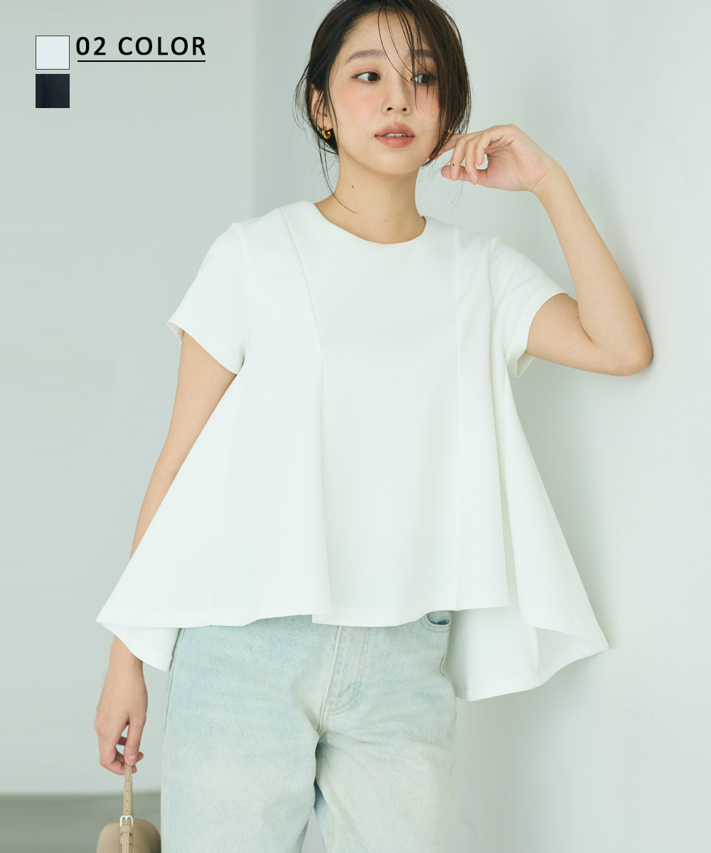 【MAAYA DESIGN】フレアポンチハーフスリーブトップス
